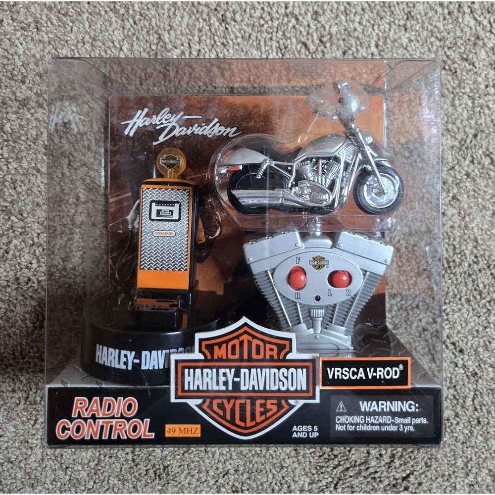 Harley-Davidson VRSCA V-ROD Radio Control Motorcycle Toy Silver Black 49 MHz
